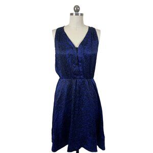 Rebecca Taylor Dress Womens 4 Purple Black Silk Abstract Sleeveless Glam Party